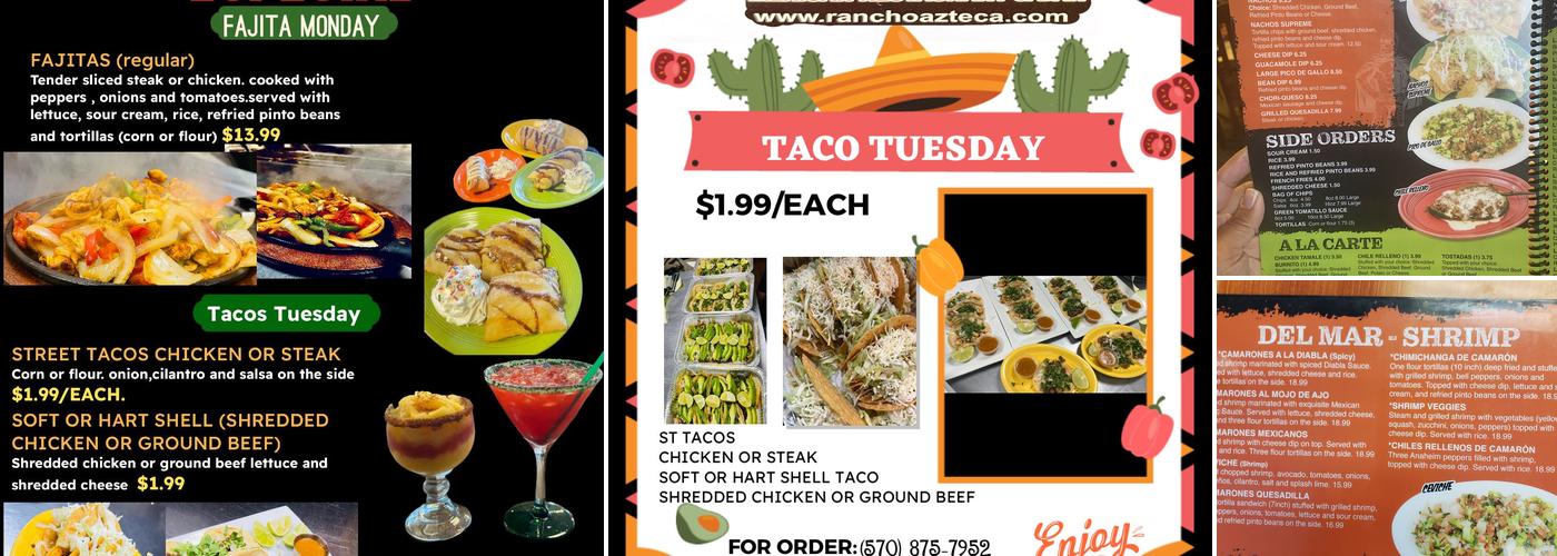 Rancho azteca Menu