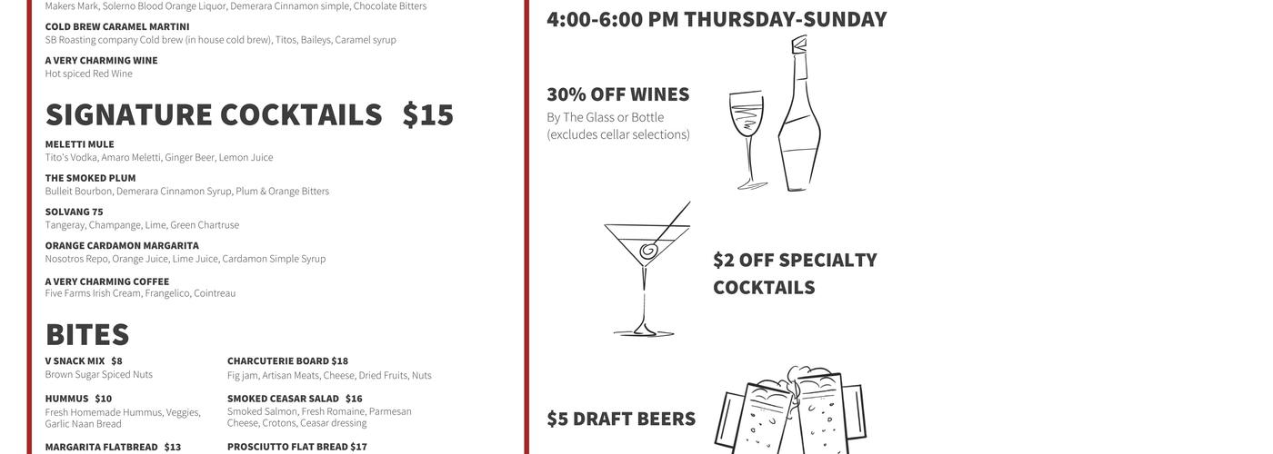 V Lounge Menu