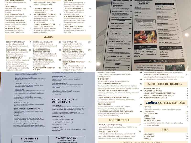 Milk & Honey Southern Inspired Kitchen Menu