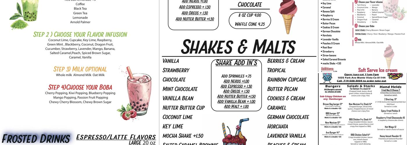 Monte Vista Malt Shop Menu