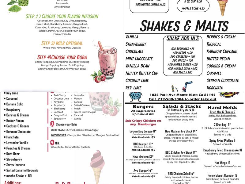 Monte Vista Malt Shop Menu