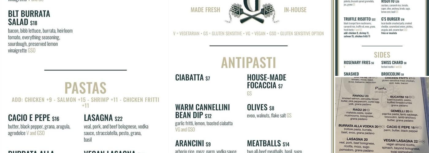 Gemelli Menu