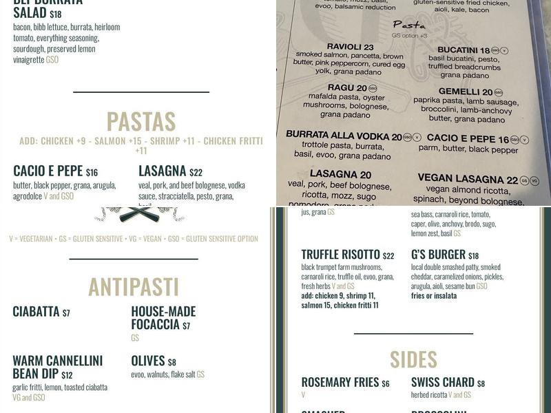 Gemelli Menu