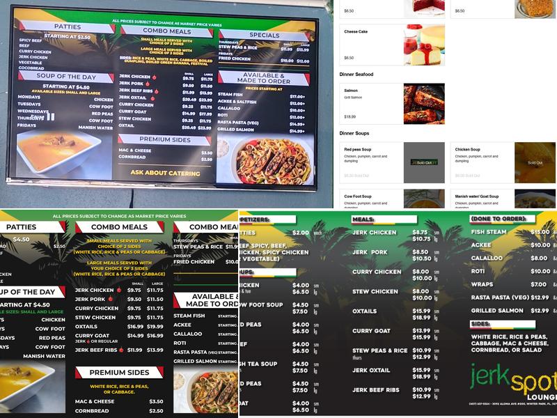 Jerk Spot Lounge Menu