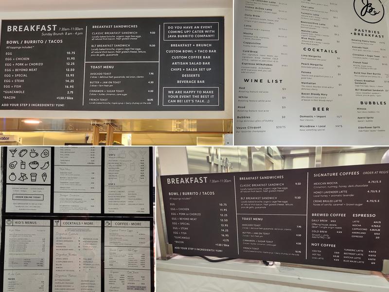 Java Burrito Company Menu