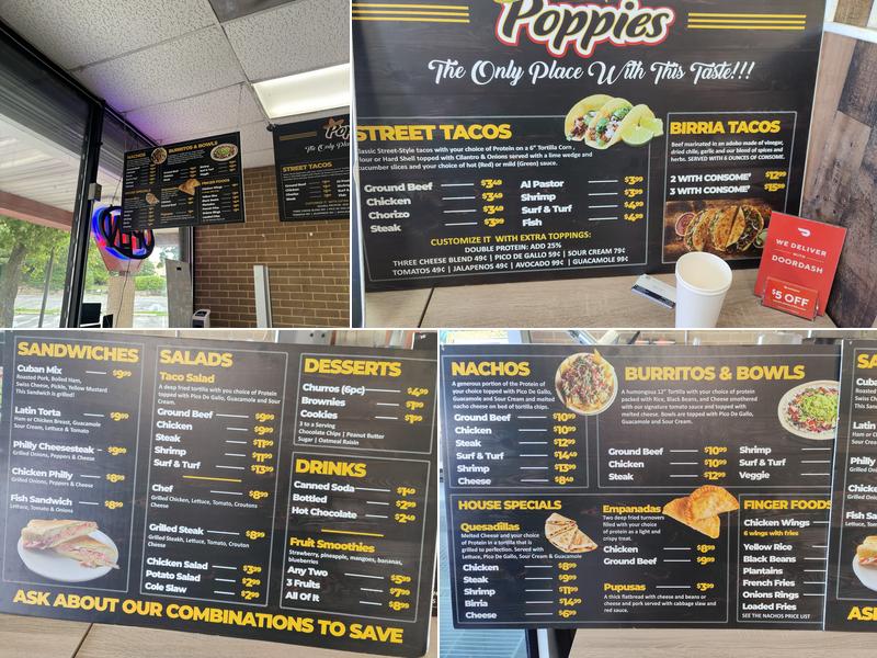 Poppie's Taco & Latin Grille Menu