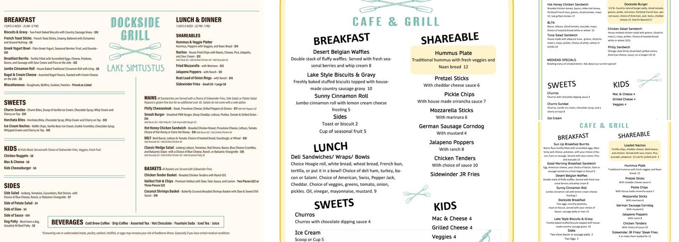 Dockside Cafe grill Menu