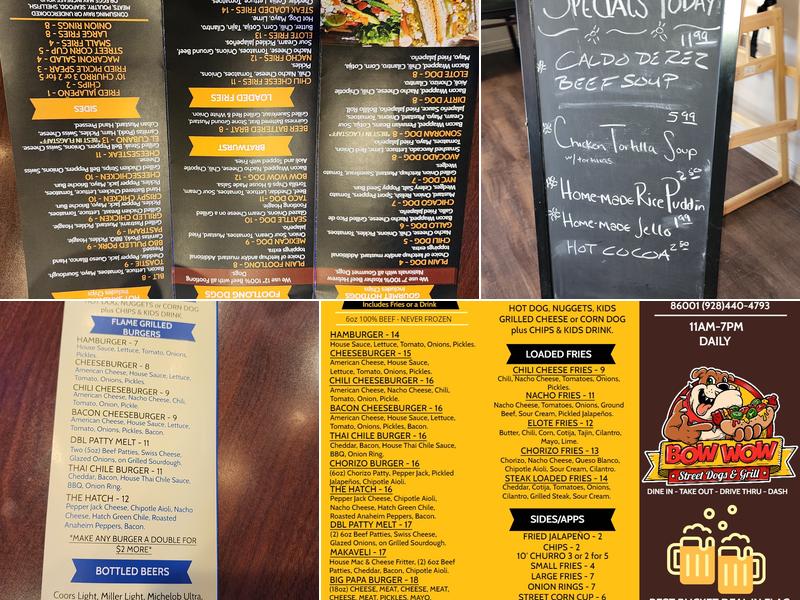 Bow Wow Street Dogs & Grill Menu