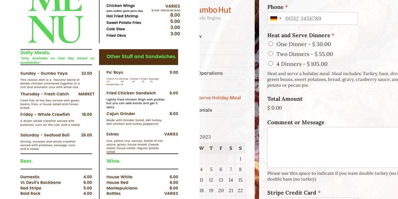 The Gumbo Hut Menu