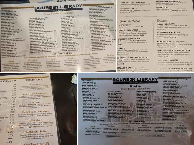 The Bourbon Library Restaurant & Bar Menu