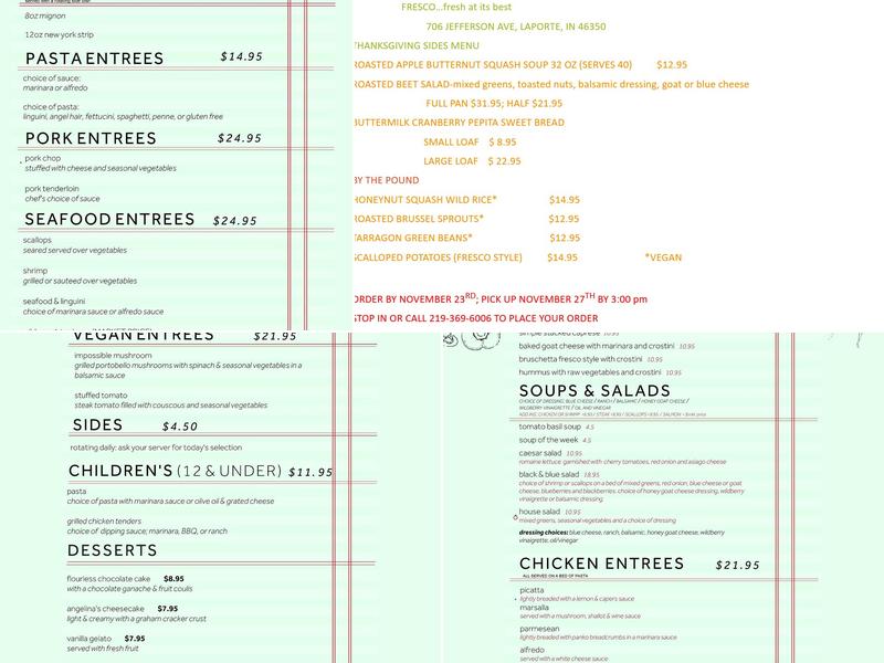Fresco Menu