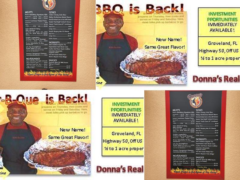 Donna’s Real Pit Barbeque Menu