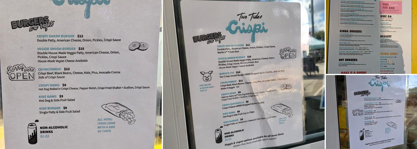 Two Tides Crispi Menu