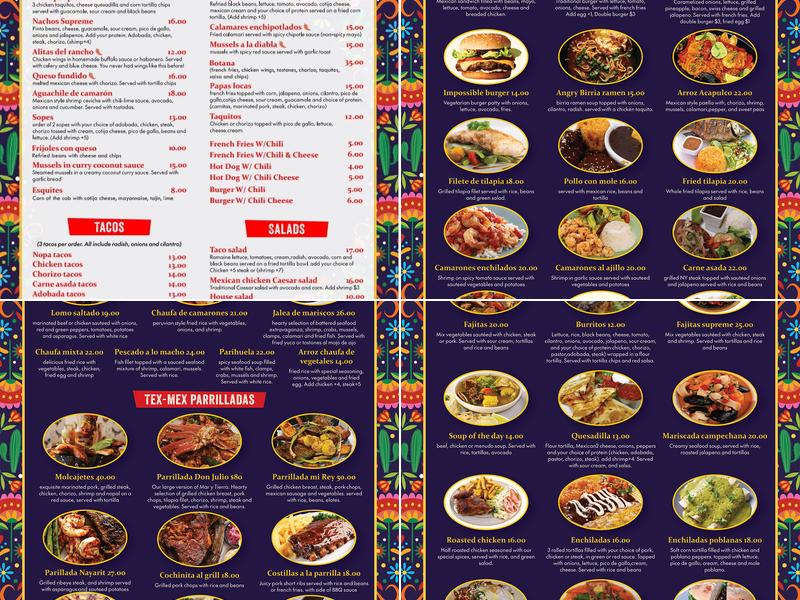 Mex Spot Menu