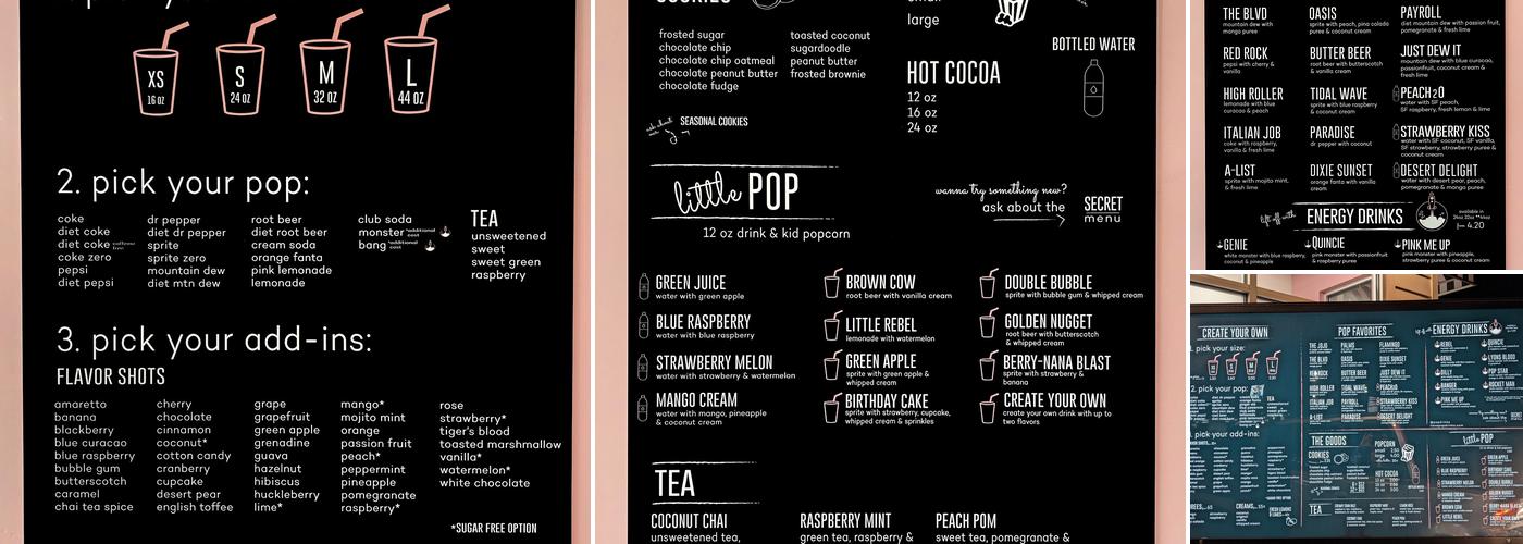Pop Drinks Menu