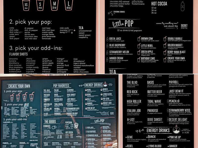 Pop Drinks Menu