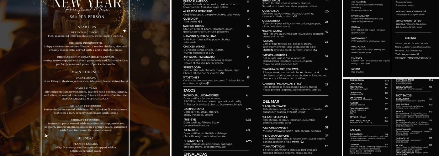 El Santo Menu
