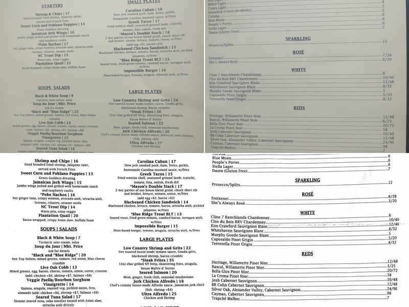 live oak gastropub Menu