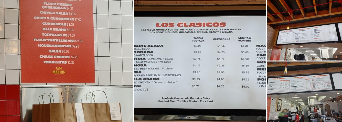 Taco Machin Menu