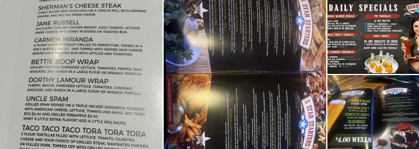 Bombshells San Antonio Menu