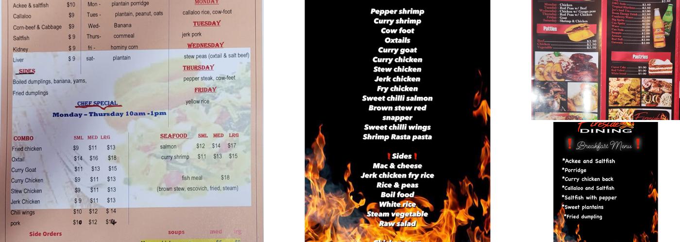 Fireside Dining Caribbean Restaurant Menu