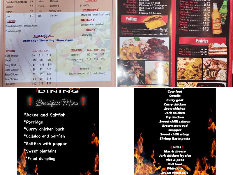 Fireside Dining Caribbean Restaurant Menu