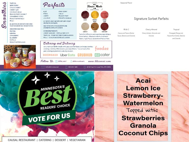 Bliss Acai Menu