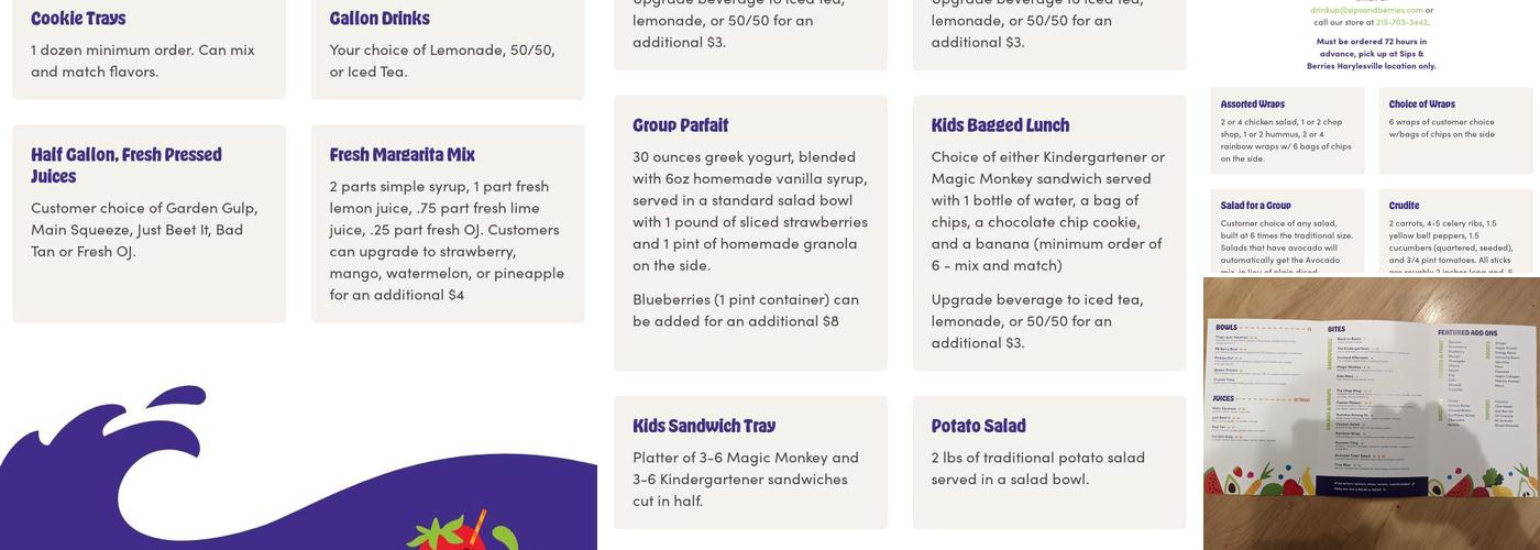 Sips & Berries Menu