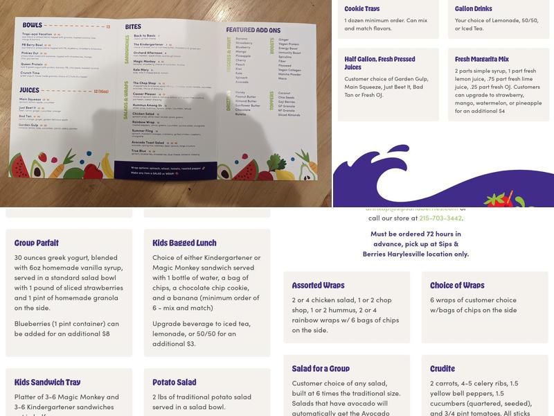 Sips & Berries Menu