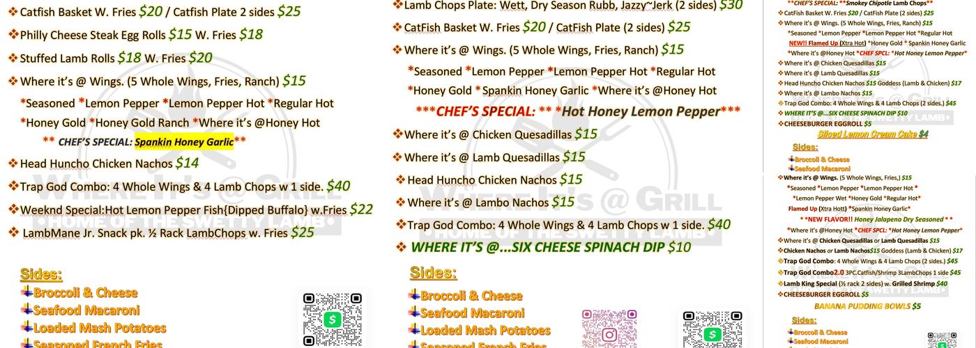 Where it's @ Grill Menu