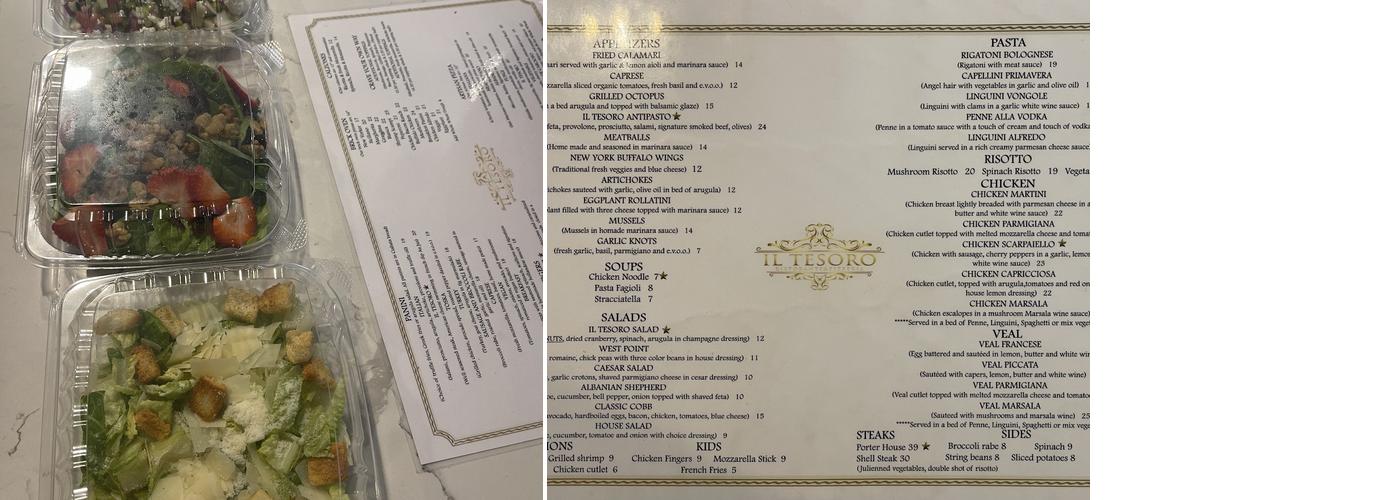 IL TESORO RISTORANTE & PIZZERIA Menu