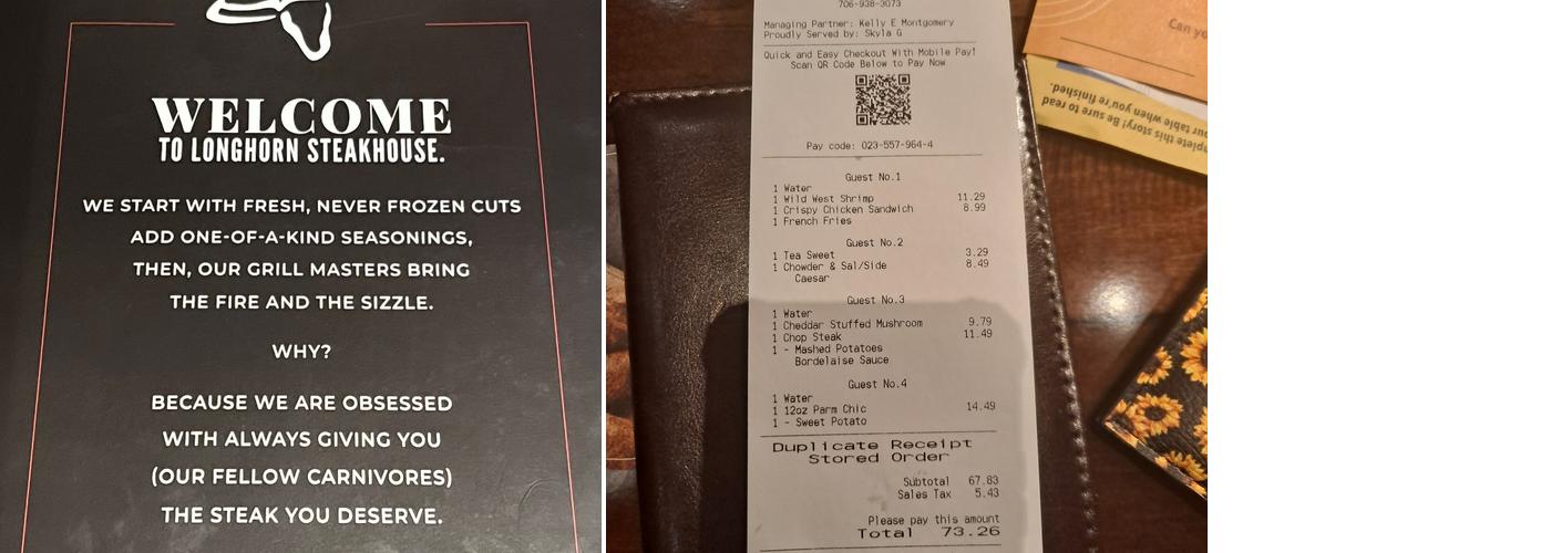 LongHorn Steakhouse Menu