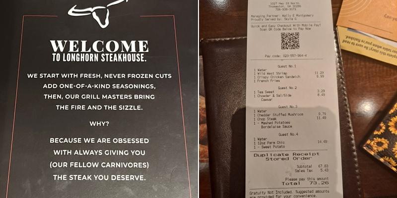 LongHorn Steakhouse Menu