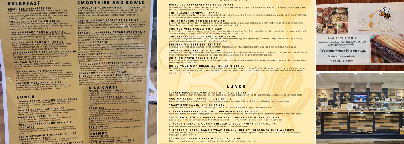 Bee Well Cafe Menu