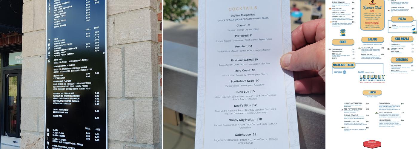 Pavilion Indiana Dunes - Beach Café Menu