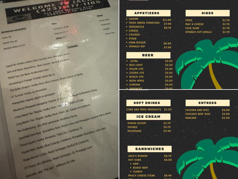 Jack’s Menu