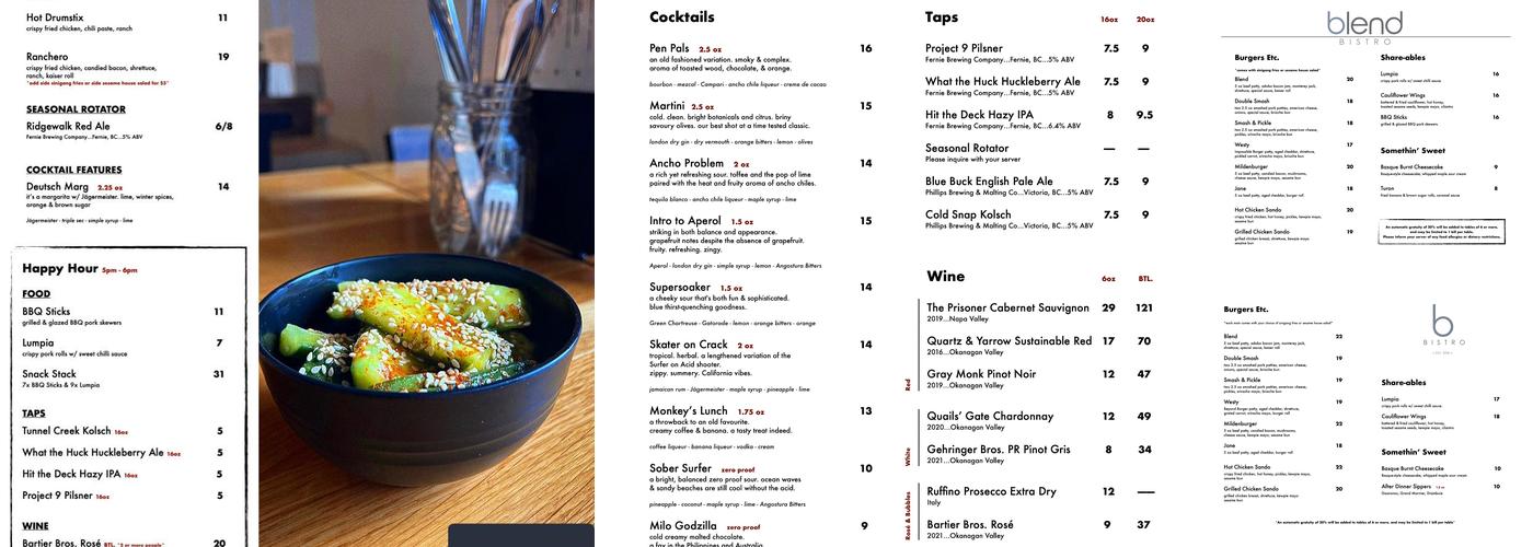 Blend Bistro Menu