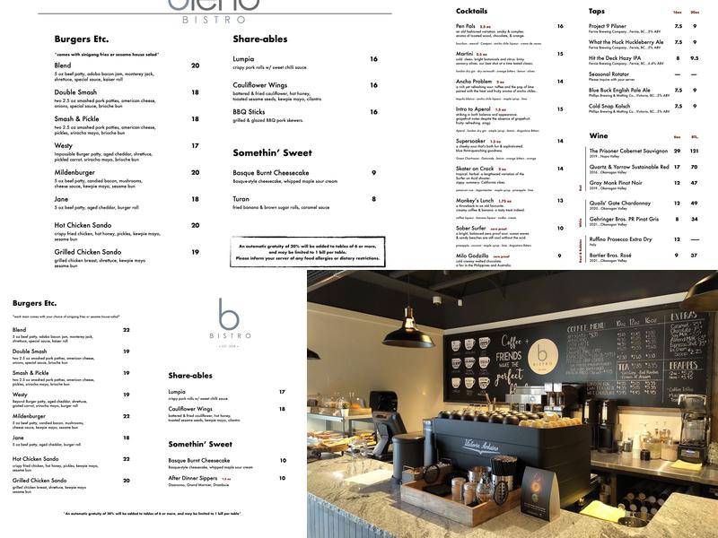 Blend Bistro Menu