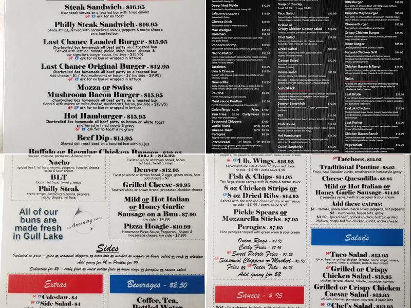 Last Chance Bar and Grill Menu