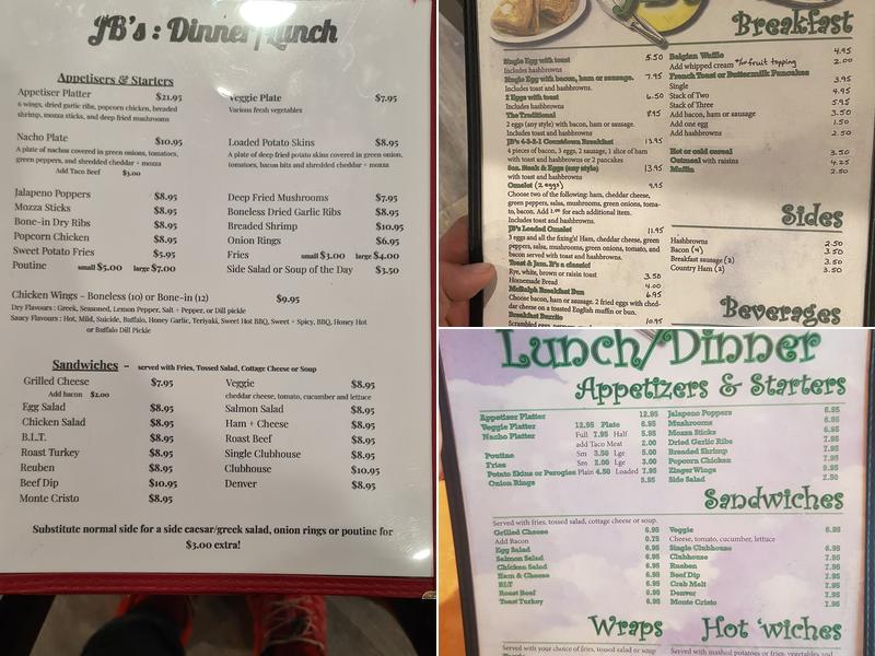 JB's Restaurant Menu