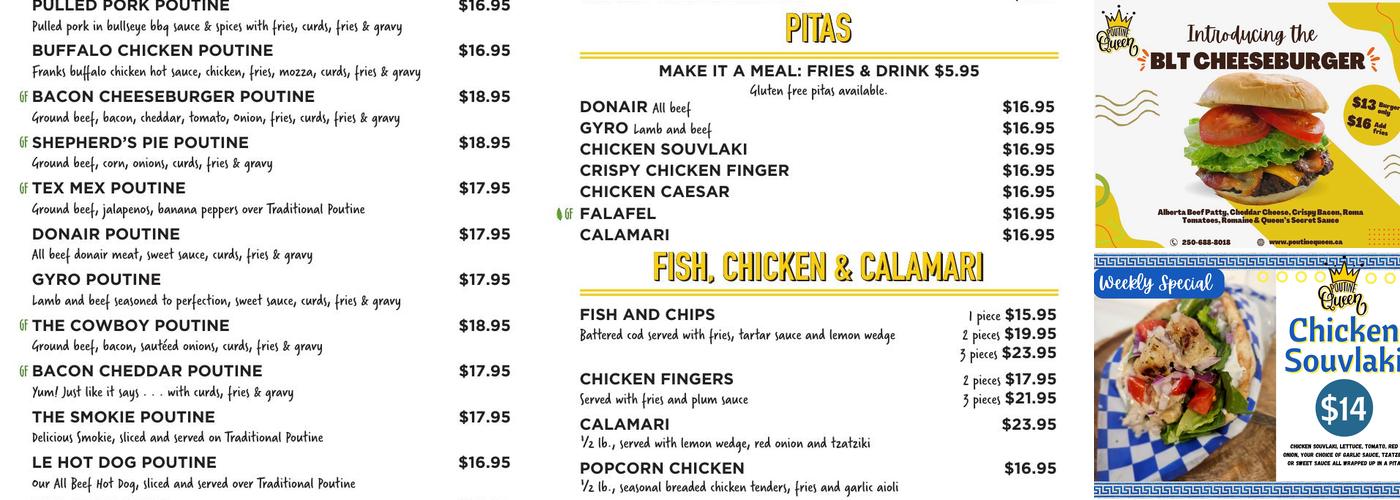 Poutine Queen Menu
