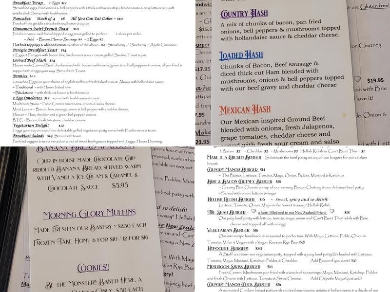 Country Manor Kitchen Menu