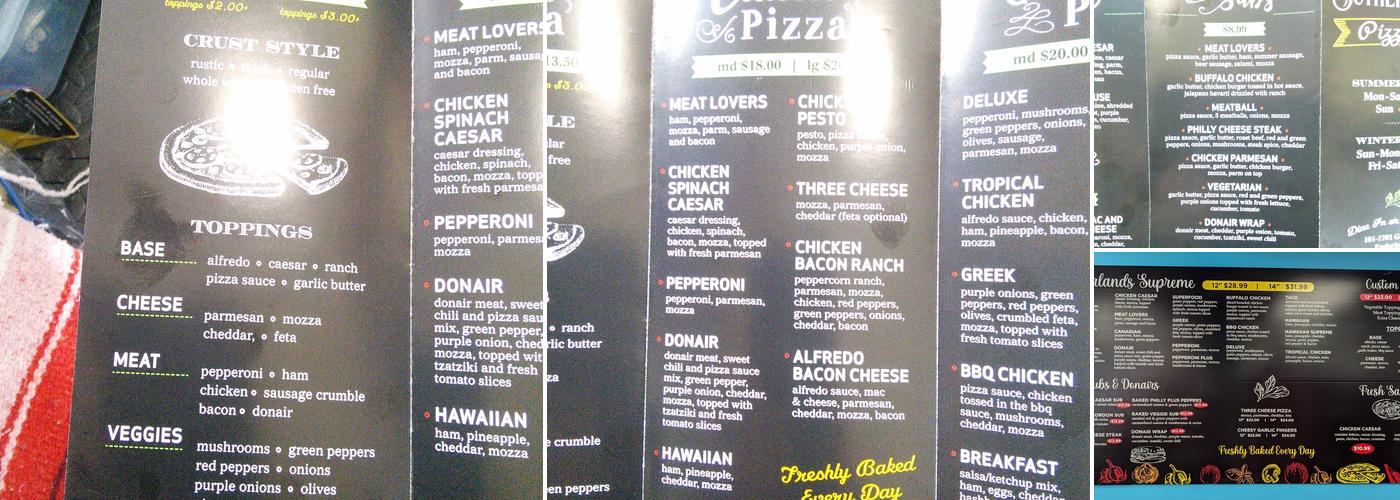 Sutherland's Pizzeria Menu