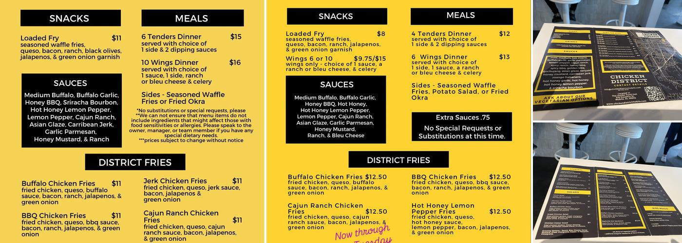 Chicken District Menu