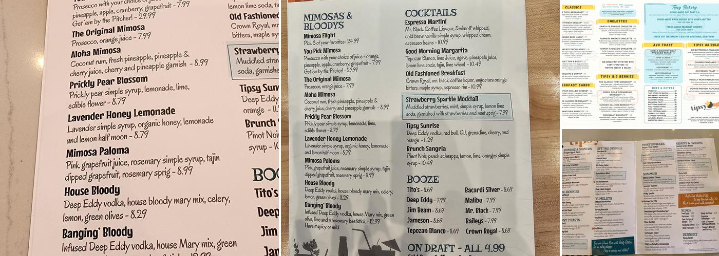 Tipsy Egg Menu