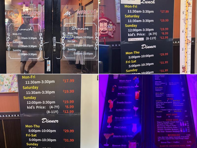 Minato Japanese Buffet & Seafood Menu