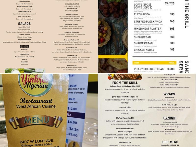 Zimi's Pizza and Grill Menu