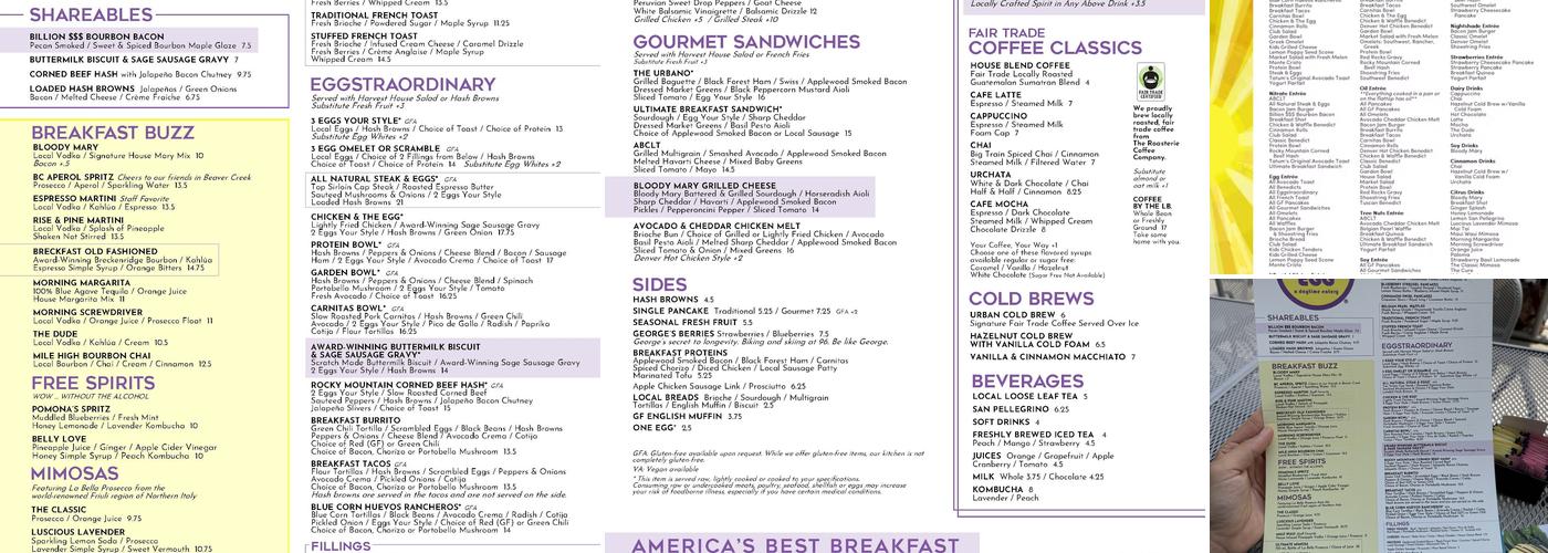 Urban Egg a daytime eatery Menu