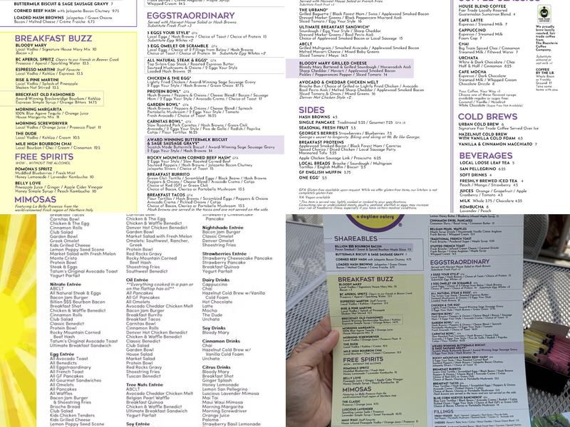 Urban Egg a daytime eatery Menu