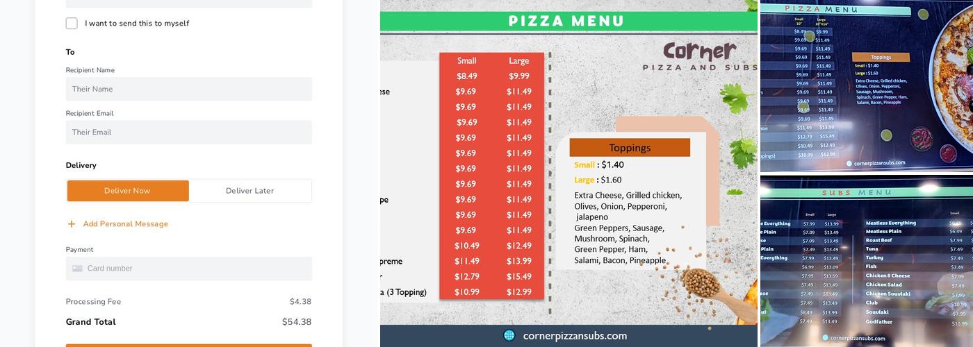Corner Pizza & subs Menu